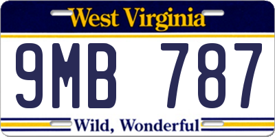 WV license plate 9MB787