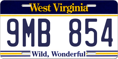 WV license plate 9MB854