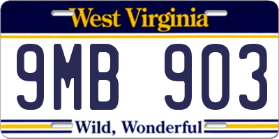 WV license plate 9MB903