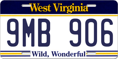 WV license plate 9MB906
