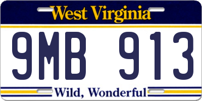 WV license plate 9MB913