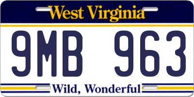 WV license plate 9MB963