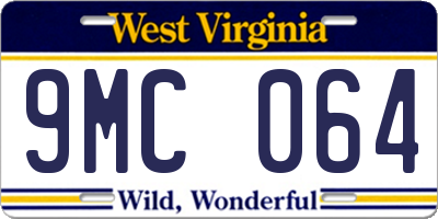 WV license plate 9MC064