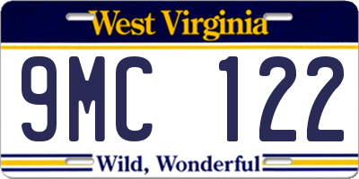 WV license plate 9MC122