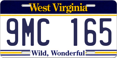 WV license plate 9MC165