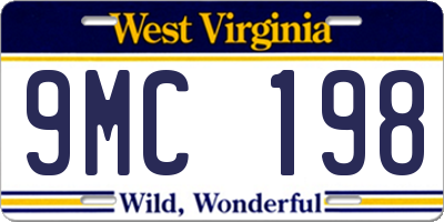 WV license plate 9MC198