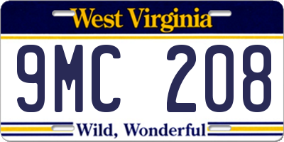 WV license plate 9MC208