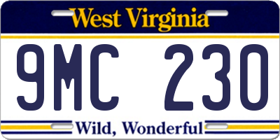WV license plate 9MC230