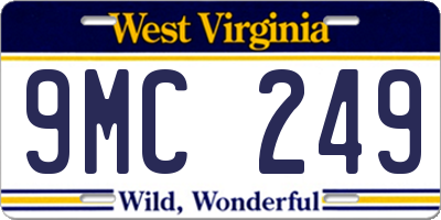 WV license plate 9MC249