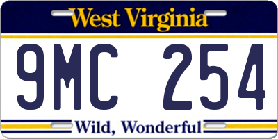 WV license plate 9MC254