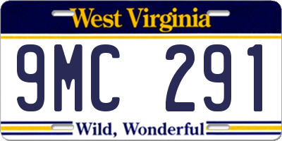 WV license plate 9MC291