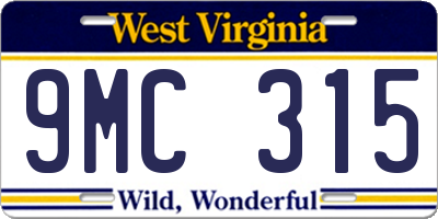 WV license plate 9MC315