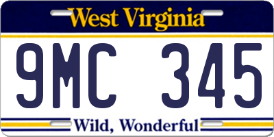 WV license plate 9MC345