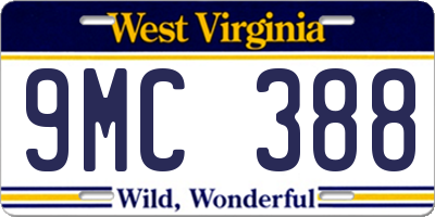 WV license plate 9MC388