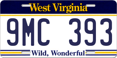 WV license plate 9MC393