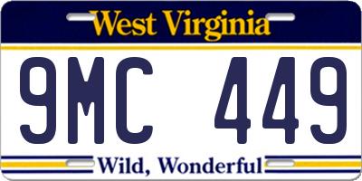 WV license plate 9MC449