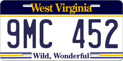WV license plate 9MC452