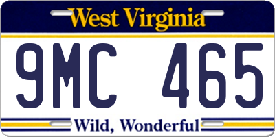 WV license plate 9MC465