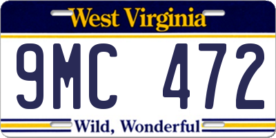 WV license plate 9MC472