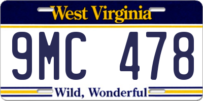 WV license plate 9MC478