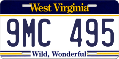 WV license plate 9MC495