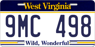 WV license plate 9MC498