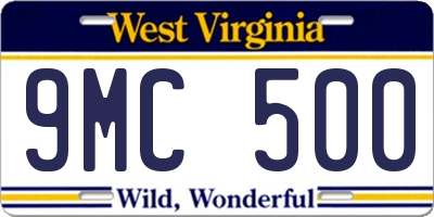 WV license plate 9MC500
