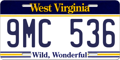 WV license plate 9MC536