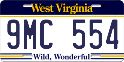 WV license plate 9MC554