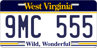 WV license plate 9MC555