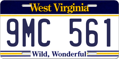 WV license plate 9MC561