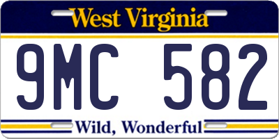 WV license plate 9MC582