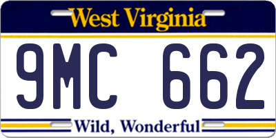 WV license plate 9MC662