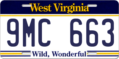 WV license plate 9MC663