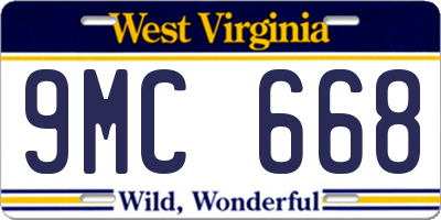 WV license plate 9MC668