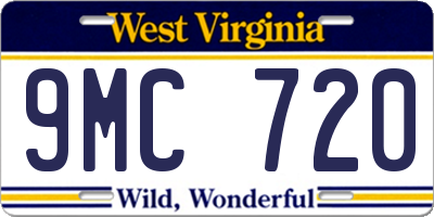 WV license plate 9MC720