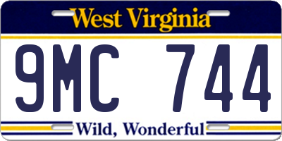 WV license plate 9MC744
