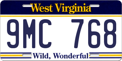 WV license plate 9MC768