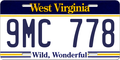 WV license plate 9MC778