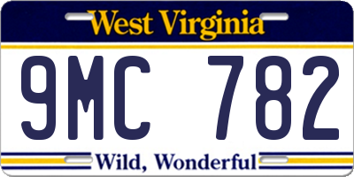 WV license plate 9MC782
