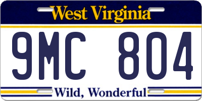 WV license plate 9MC804