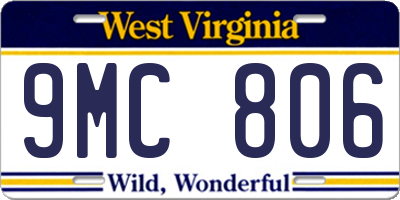 WV license plate 9MC806