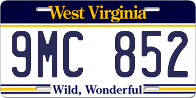 WV license plate 9MC852