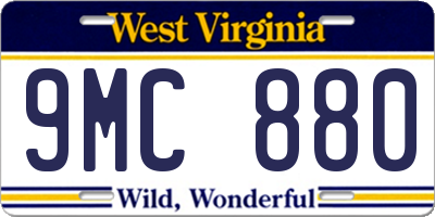 WV license plate 9MC880