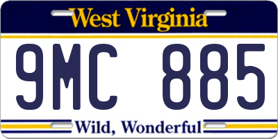 WV license plate 9MC885