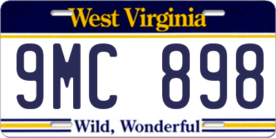 WV license plate 9MC898