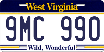 WV license plate 9MC990