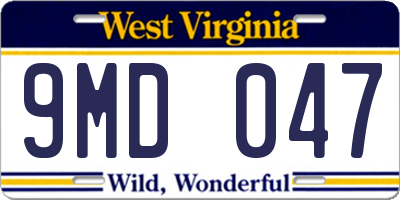 WV license plate 9MD047