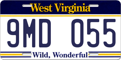 WV license plate 9MD055