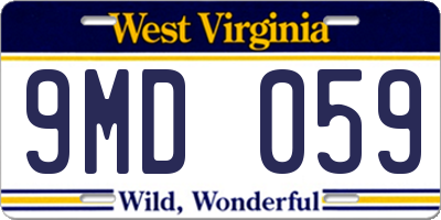 WV license plate 9MD059